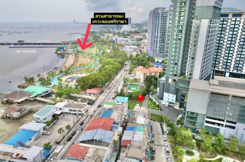 Second-hand commercial building, Sriracha, in the middle of the city, great location, near Koh Loi Health Park, Chonburi.